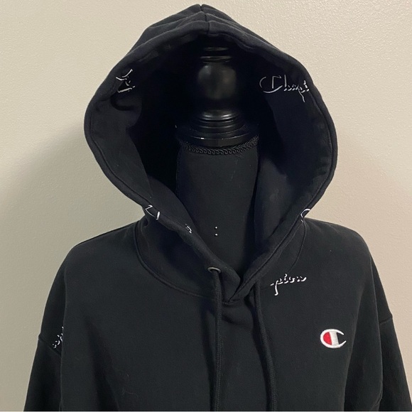 Champion hoodie women’s Size Large Black with logo Reverse Weave Hoodie - Picture 2 of 15